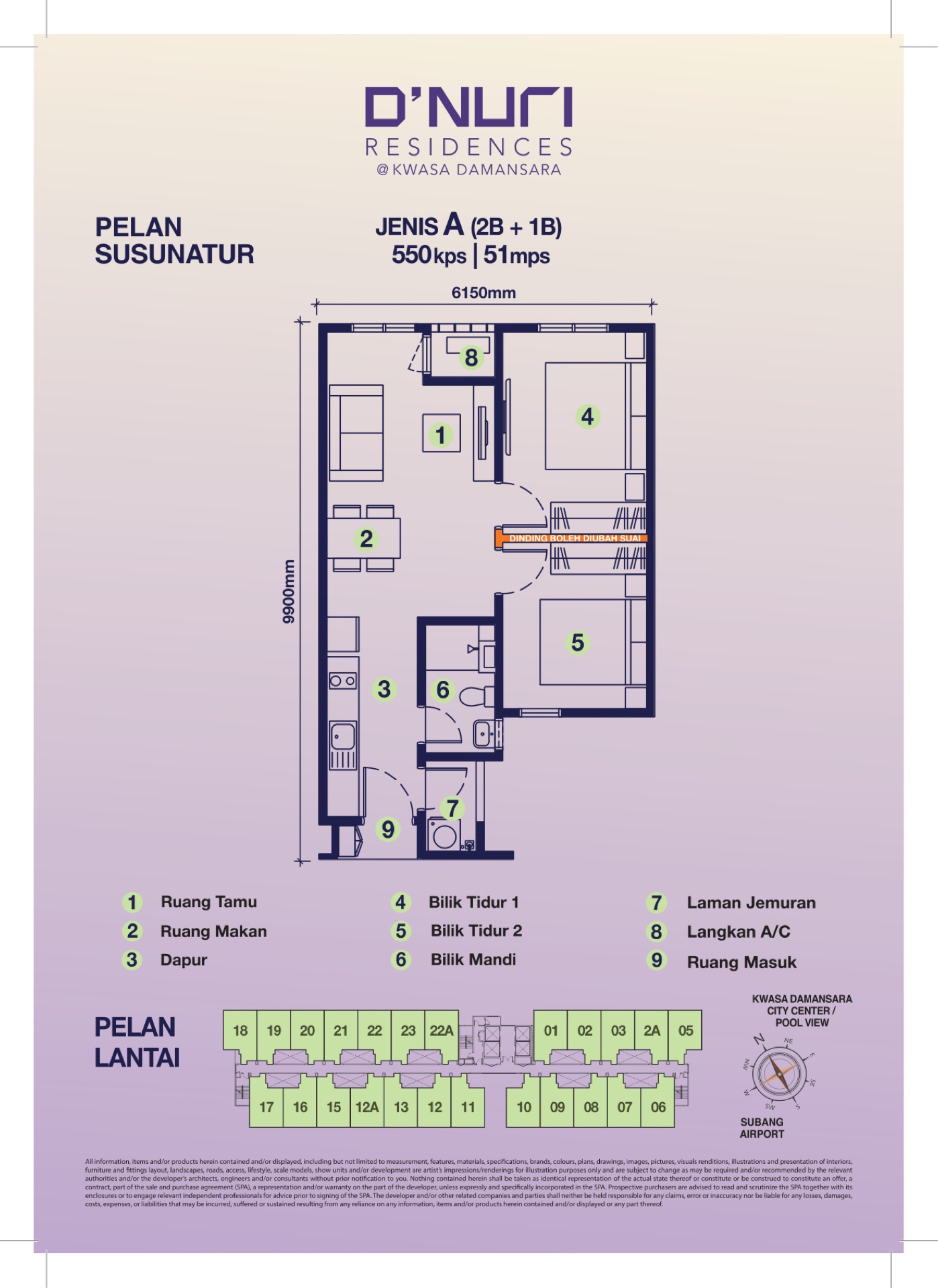 Pelan Susunatur D'Nuri Jenis A 550kps